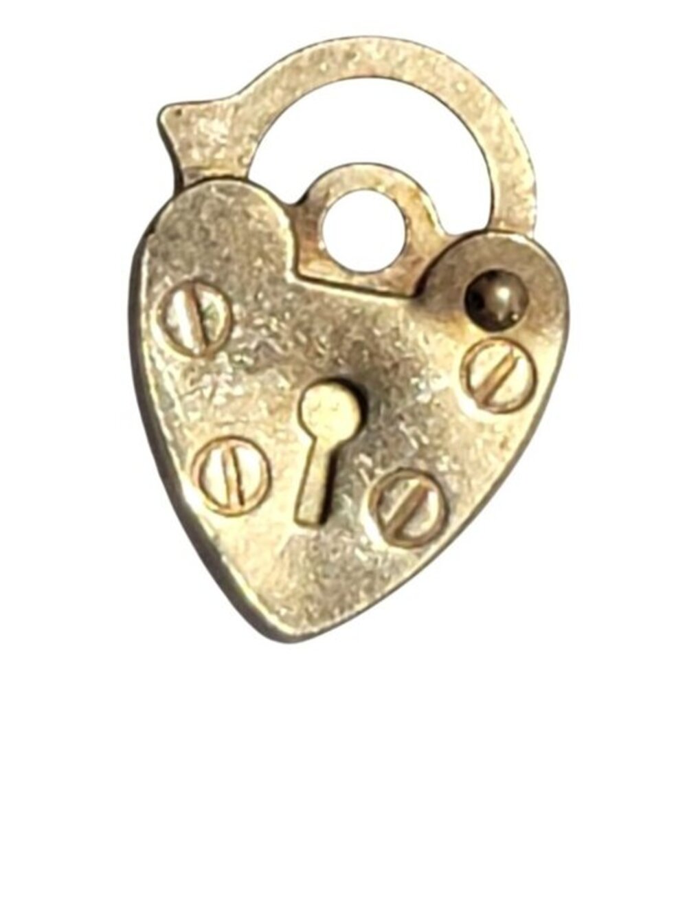 Miniature Gold Heart Padlock & Key Charm Set ASJ 375 Vintage Jewelry - Picture 5 of 11